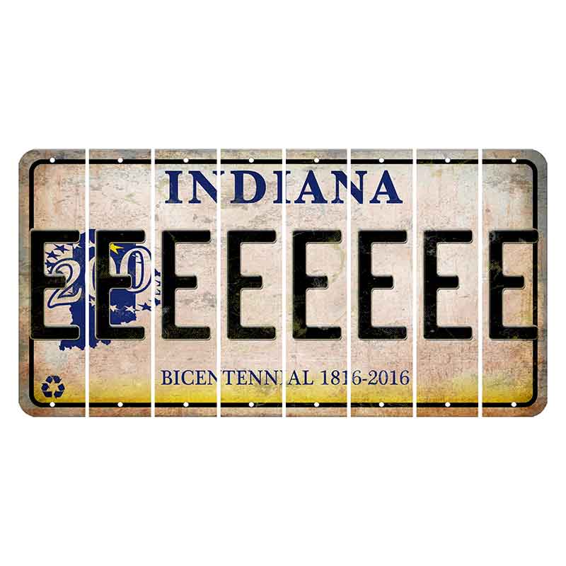 Indiana Bicentennial Cut License Plate Strips (Set of 8) E