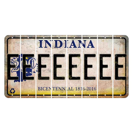 Indiana Bicentennial Cut License Plate Strips (Set of 8) E