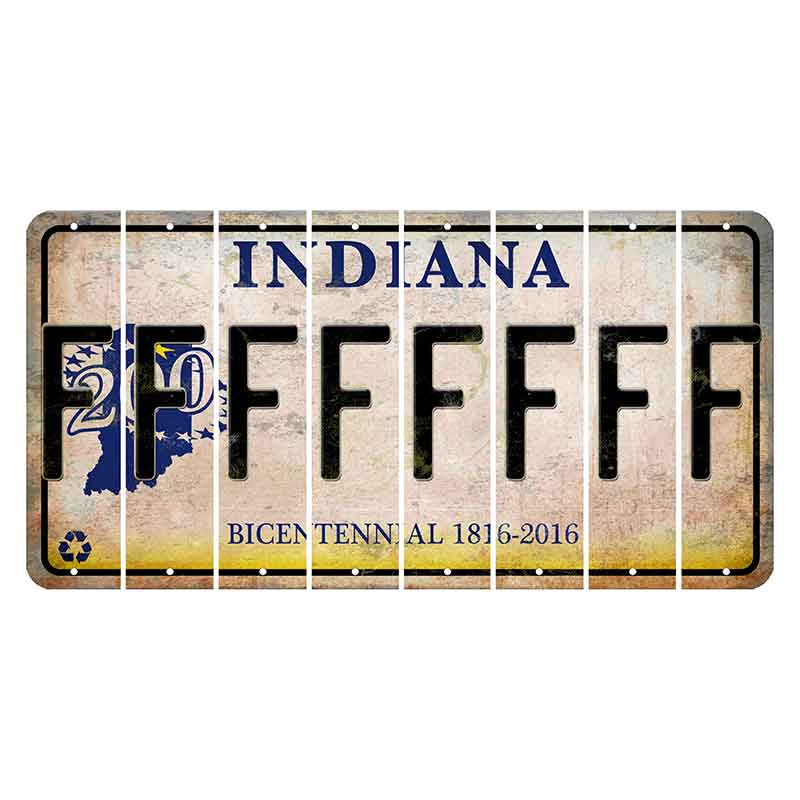Indiana Bicentennial Cut License Plate Strips (Set of 8) F