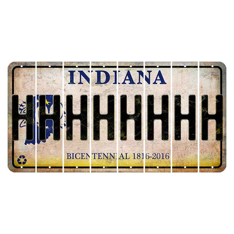 Indiana Bicentennial Cut License Plate Strips (Set of 8) H