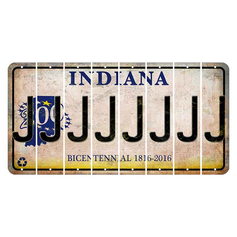 Indiana Bicentennial Cut License Plate Strips (Set of 8) J