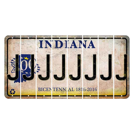 Indiana Bicentennial Cut License Plate Strips (Set of 8) J