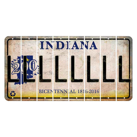 Indiana Bicentennial Cut License Plate Strips (Set of 8) L