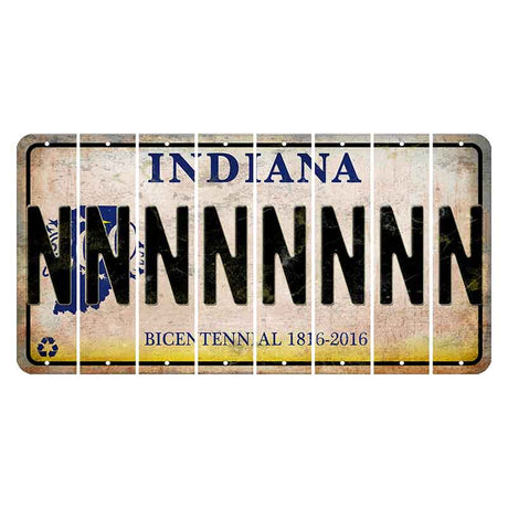 Indiana Bicentennial Cut License Plate Strips (Set of 8) N