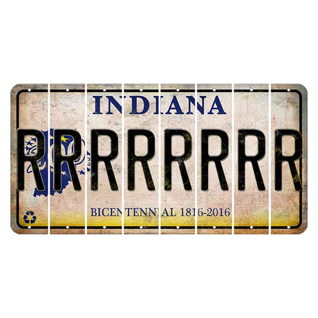 Indiana Bicentennial Cut License Plate Strips (Set of 8) R