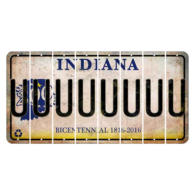 Indiana Bicentennial Cut License Plate Strips (Set of 8) U