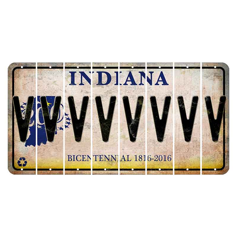 Indiana Bicentennial Cut License Plate Strips (Set of 8) V