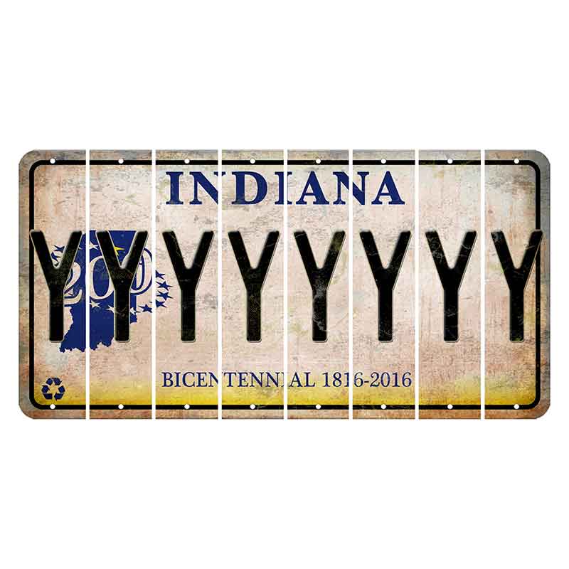 Indiana Bicentennial Cut License Plate Strips (Set of 8) Y