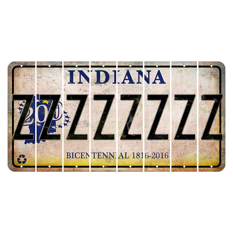 Indiana Bicentennial Cut License Plate Strips (Set of 8) Z