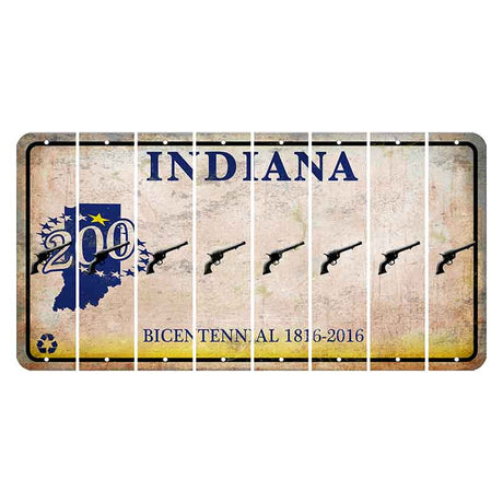 Indiana Bicentennial Cut License Plate Strips (Set of 8) Revolver