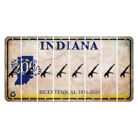 Indiana Bicentennial Cut License Plate Strips (Set of 8) Submachine Gun