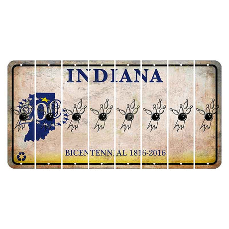 Indiana Bicentennial Cut License Plate Strips (Set of 8) Bowling