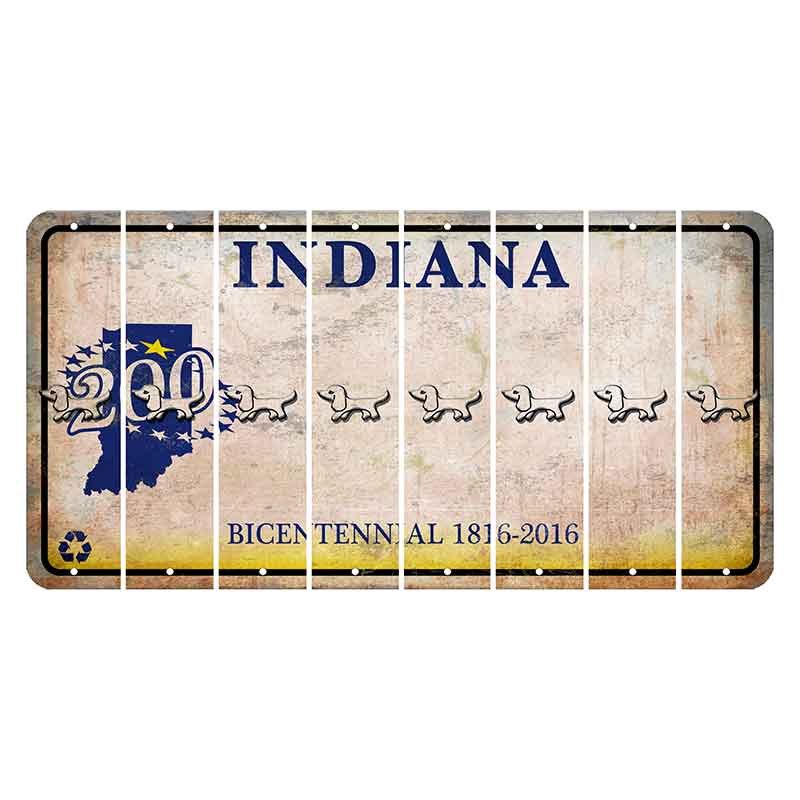 Indiana Bicentennial Cut License Plate Strips (Set of 8) Dog