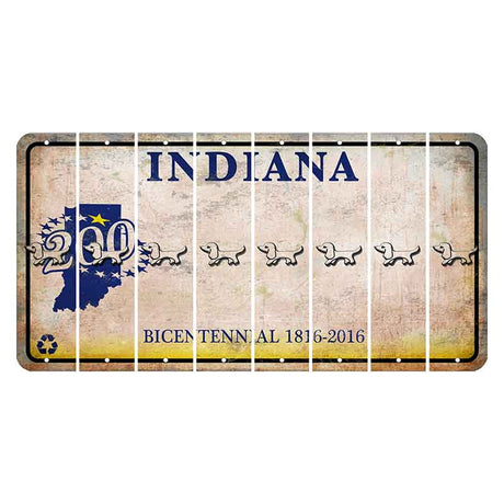 Indiana Bicentennial Cut License Plate Strips (Set of 8) Dog