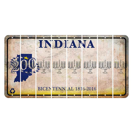 Indiana Bicentennial Cut License Plate Strips (Set of 8) Menorah