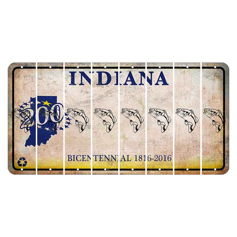 Indiana Bicentennial Cut License Plate Strips (Set of 8) Fish
