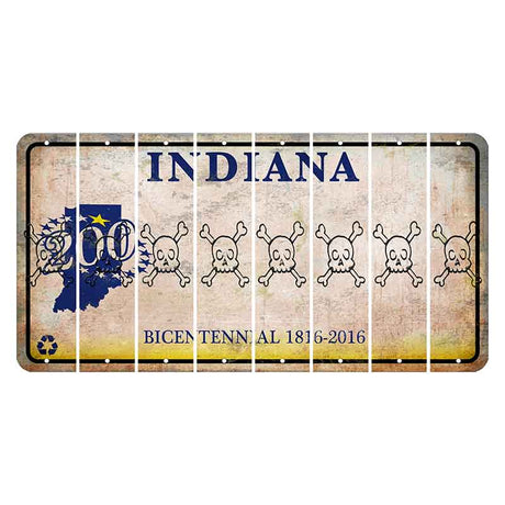 Indiana Bicentennial Cut License Plate Strips (Set of 8) Skull & Bones