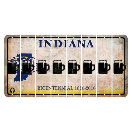 Indiana Bicentennial Cut License Plate Strips (Set of 8) Beer Mug