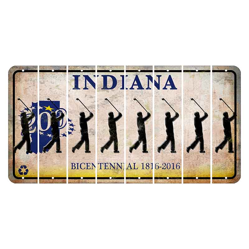 Indiana Bicentennial Cut License Plate Strips (Set of 8) Male Golfer