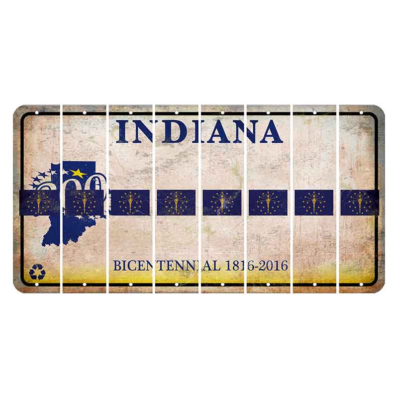 Indiana Bicentennial Cut License Plate Strips (Set of 8) State Flag