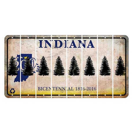 Indiana Bicentennial Cut License Plate Strips (Set of 8) Pine Tree