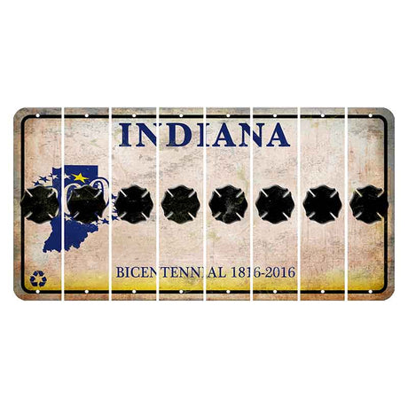 Indiana Bicentennial Cut License Plate Strips (Set of 8) Fire Badge