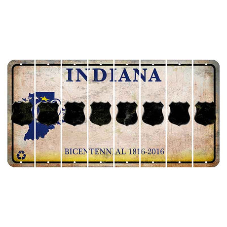Indiana Bicentennial Cut License Plate Strips (Set of 8) Police Badge