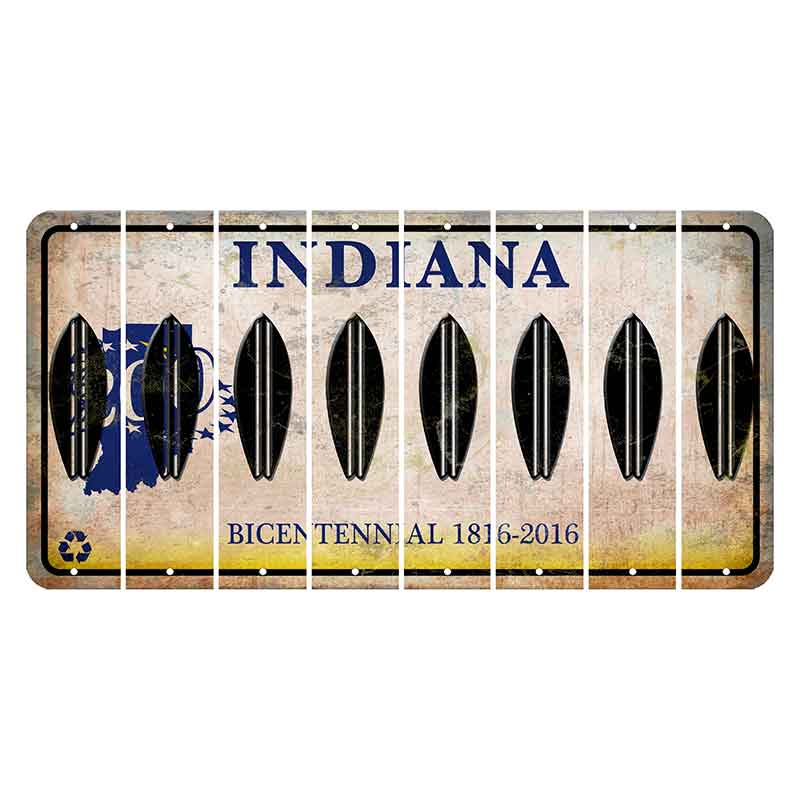 Indiana Bicentennial Cut License Plate Strips (Set of 8) Surfboard