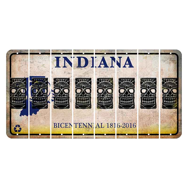Indiana Bicentennial Cut License Plate Strips (Set of 8) Tiki