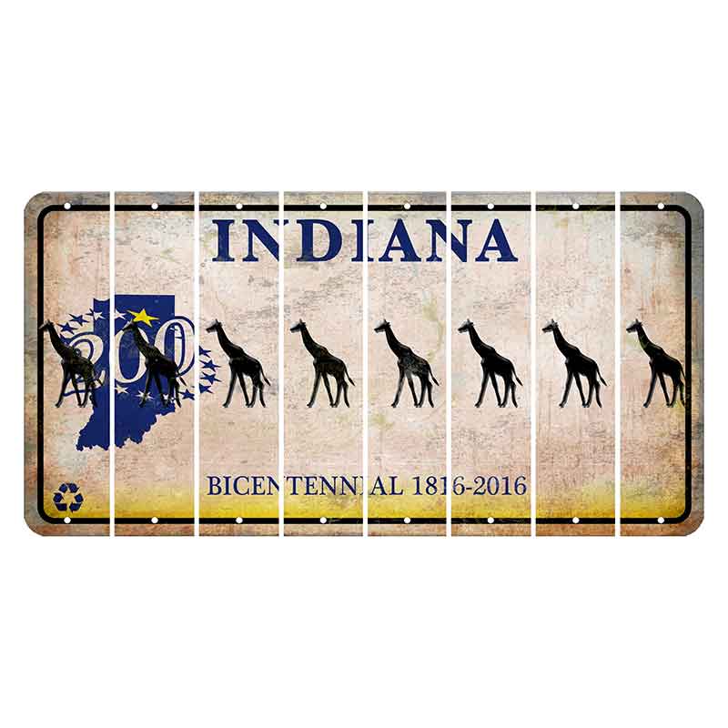 Indiana Bicentennial Cut License Plate Strips (Set of 8) Giraffe