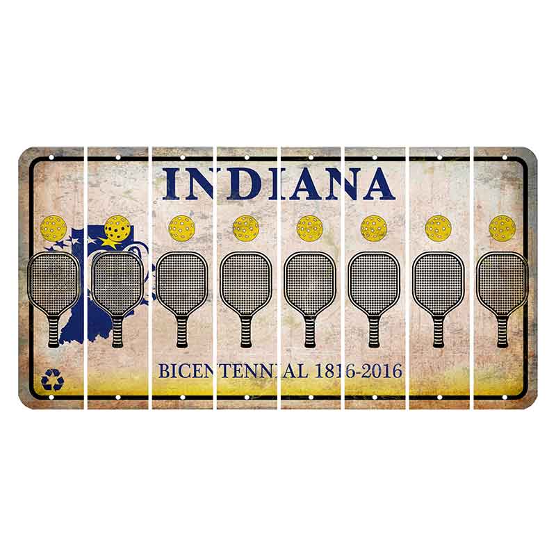 Indiana Bicentennial Cut License Plate Strips (Set of 8) Pickleball
