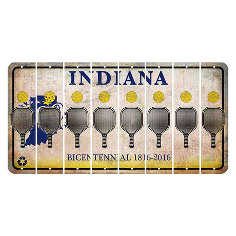 Indiana Bicentennial Cut License Plate Strips (Set of 8) Pickleball