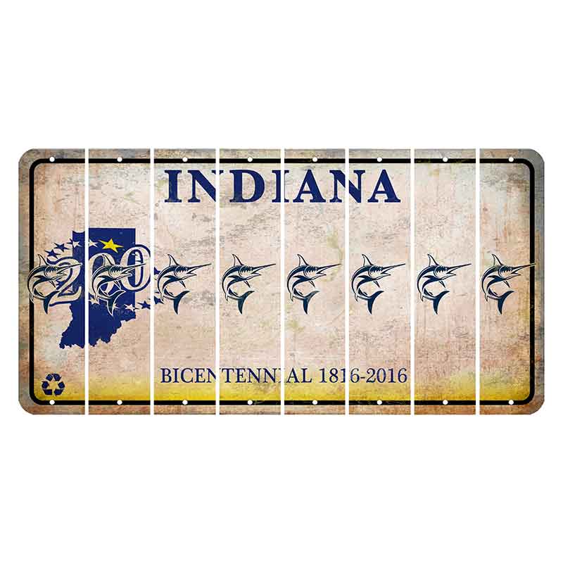 Indiana Bicentennial Cut License Plate Strips (Set of 8) Swordfish