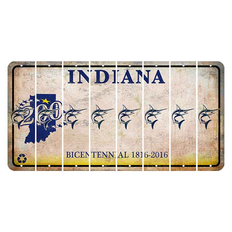 Indiana Bicentennial Cut License Plate Strips (Set of 8) Swordfish