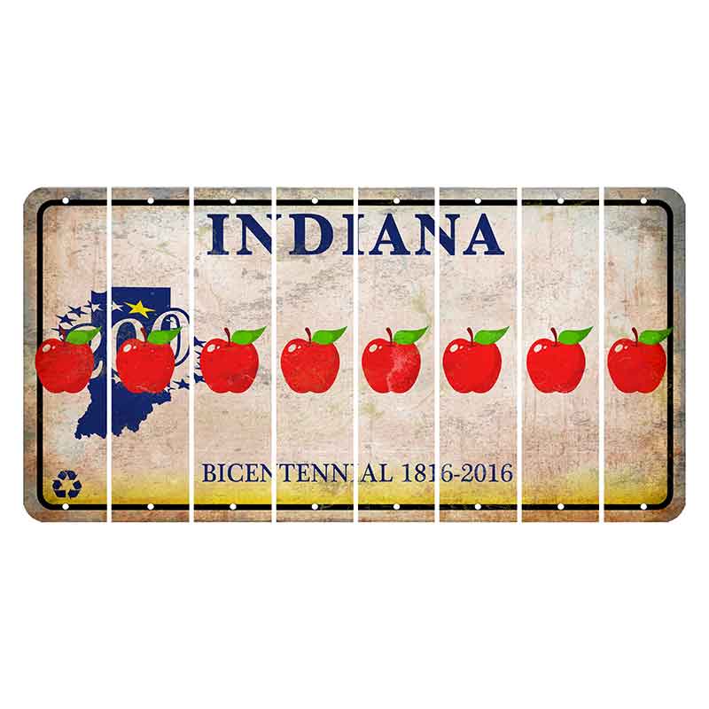 Indiana Bicentennial Cut License Plate Strips (Set of 8) Apple