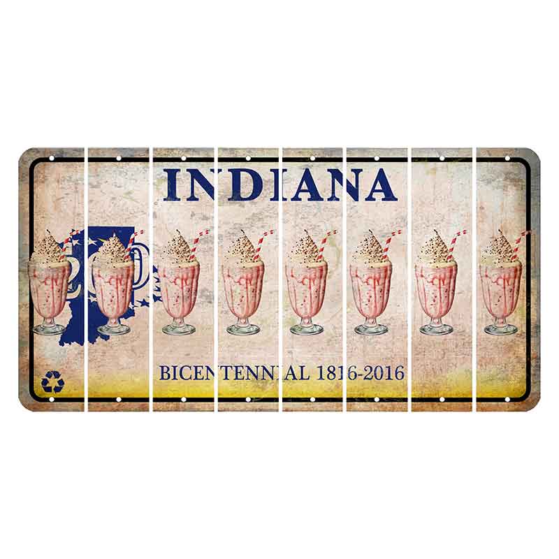 Indiana Bicentennial Cut License Plate Strips (Set of 8) Milkshake