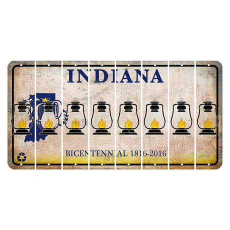 Indiana Bicentennial Cut License Plate Strips (Set of 8) Lantern