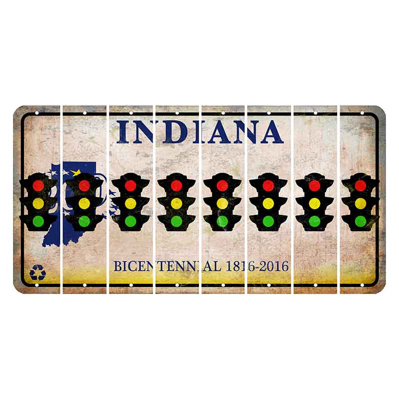 Indiana Bicentennial Cut License Plate Strips (Set of 8) Traffic Light