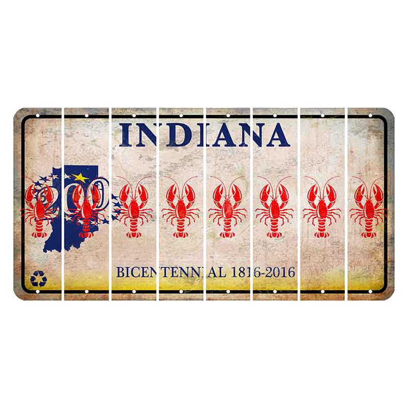 Indiana Bicentennial Cut License Plate Strips (Set of 8) Lobster