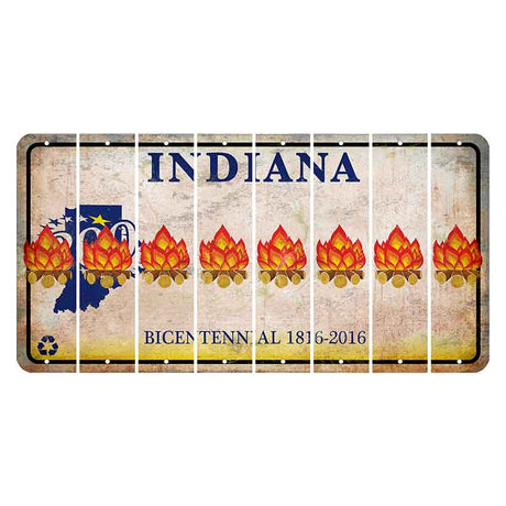 Indiana Bicentennial Cut License Plate Strips (Set of 8) Campfire