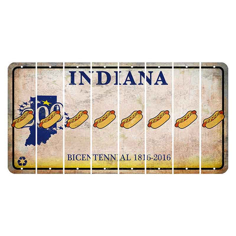 Indiana Bicentennial Cut License Plate Strips (Set of 8) Hotdog