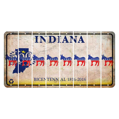 Indiana Bicentennial Cut License Plate Strips (Set of 8) Democrat