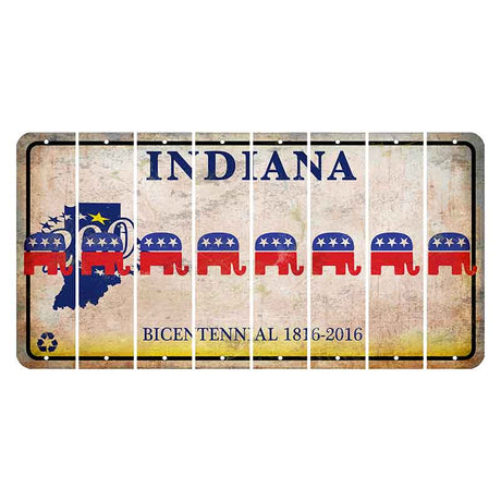 Indiana Bicentennial Cut License Plate Strips (Set of 8) Republican