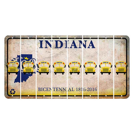 Indiana Bicentennial Cut License Plate Strips (Set of 8) School Bus