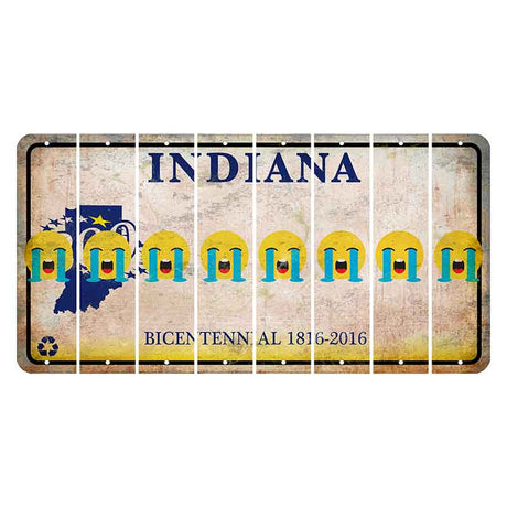 Indiana Bicentennial Cut License Plate Strips (Set of 8) Emoji - Crying