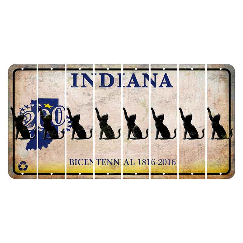 Indiana Bicentennial Cut License Plate Strips (Set of 8) Cat