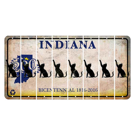 Indiana Bicentennial Cut License Plate Strips (Set of 8) Cat