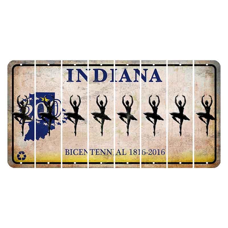 Indiana Bicentennial Cut License Plate Strips (Set of 8) Ballerina Dancer
