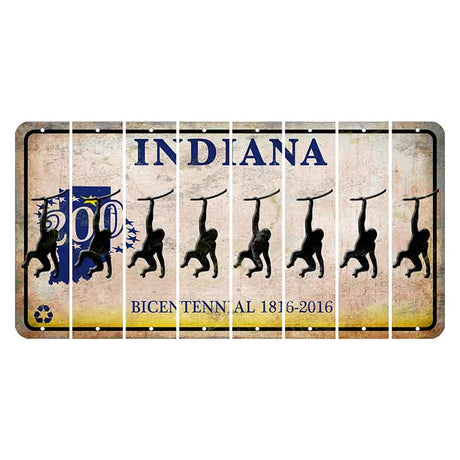 Indiana Bicentennial Cut License Plate Strips (Set of 8) Monkey