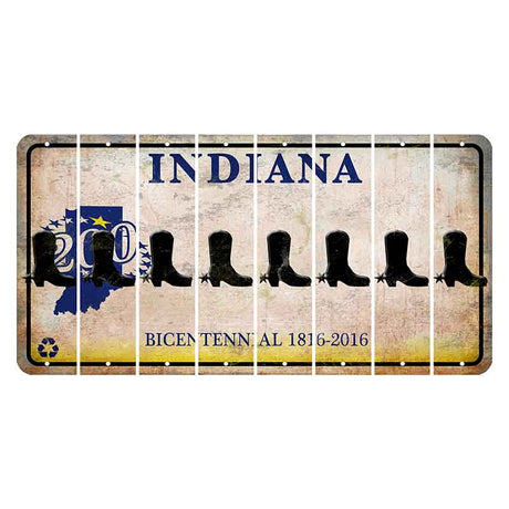 Indiana Bicentennial Cut License Plate Strips (Set of 8) Cowboy Boot